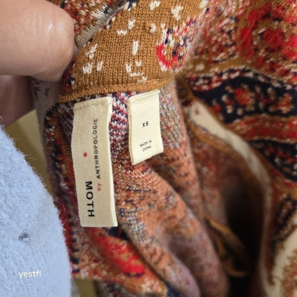 anthropolgie moth paisley intarsia blazer XS - Picture 5 of 6